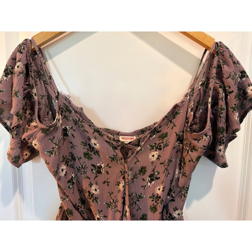 Mossimo Supply Co Floral Cold Shoulder Romper Mauve Pink Large RN17730 - Picture 2 of 8